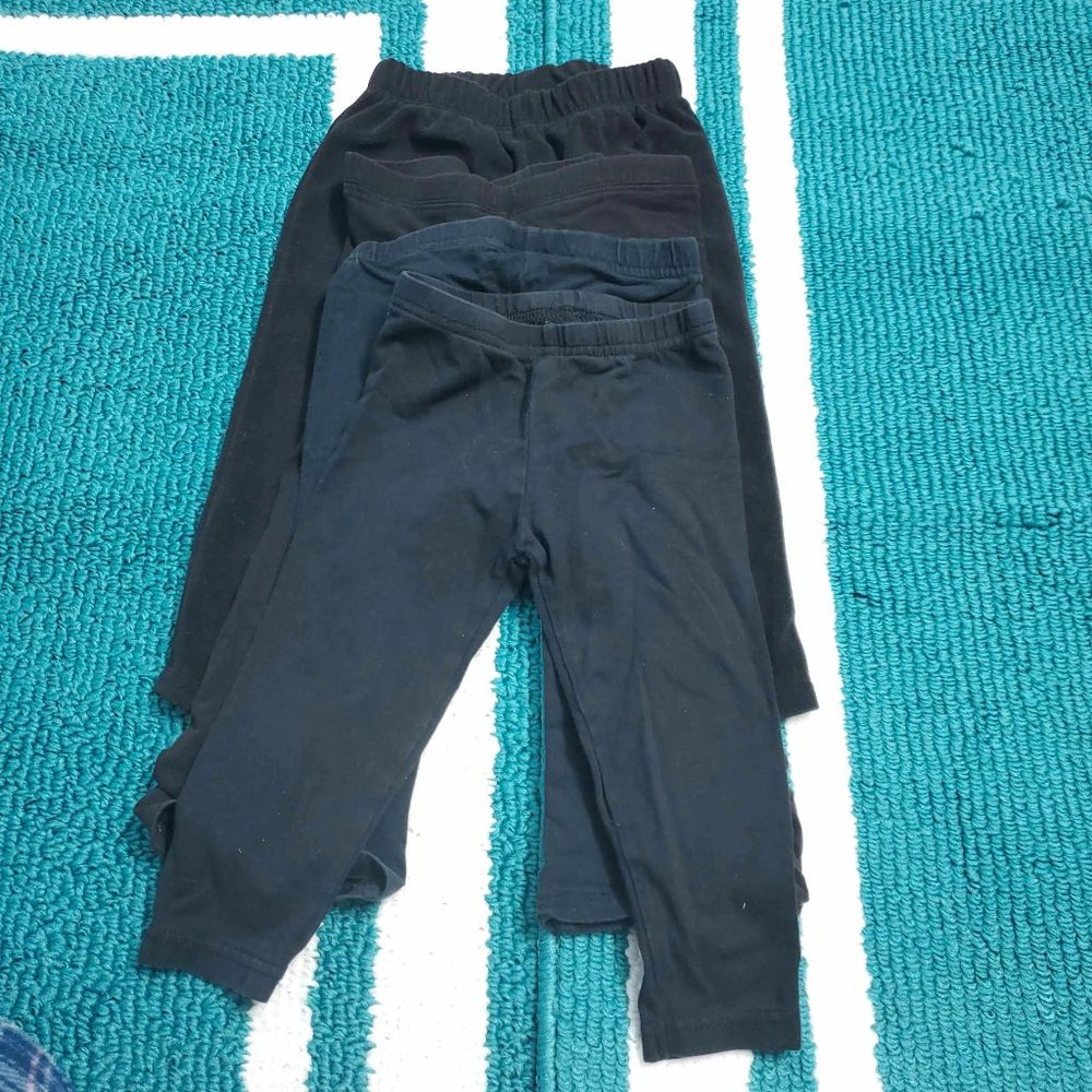 Bundle 4 Girls Infant Toddler Leggings Sweatpant Jogger Black |Size: 18M